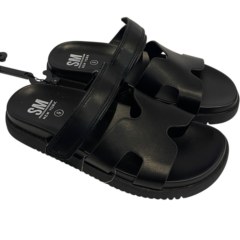 SM New York Black Women's Slide Sandals